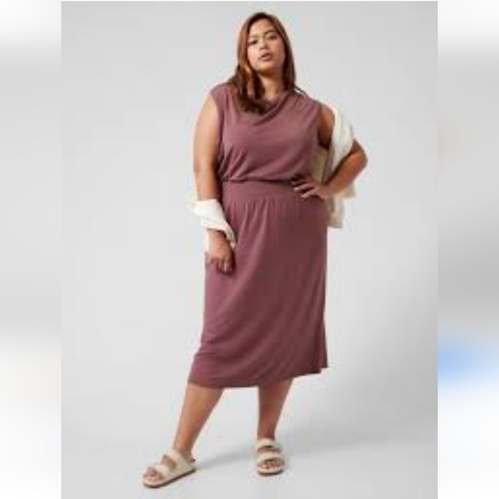 Athleta SANTORINI CINCH DRESS Modal/Spandex Color Tawny Rose Pink Mauve Size 3X